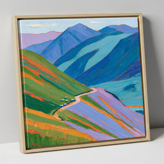 Vibrant Fells From The Summit lake district fell canvas wall art in natural frame