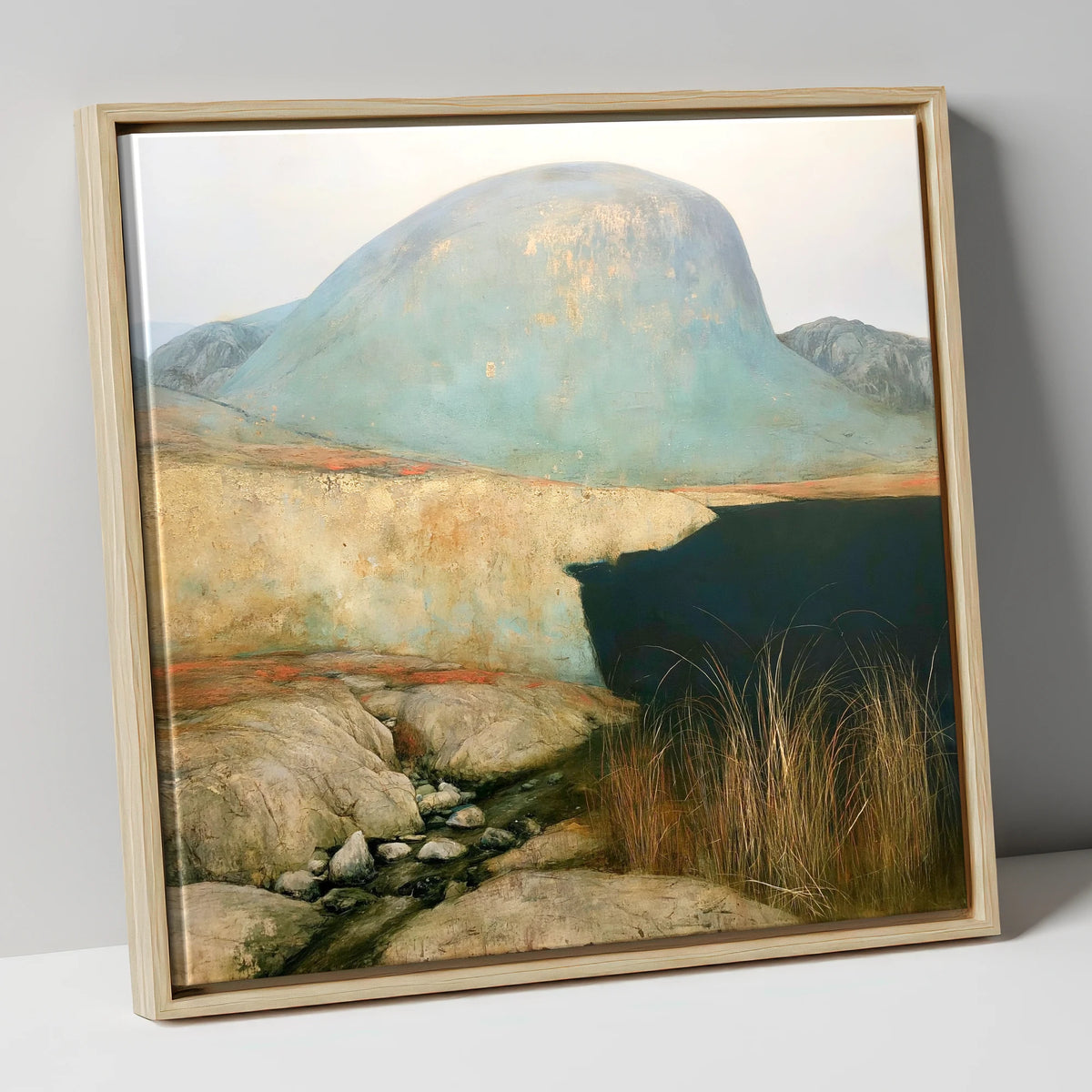 Dark Waters of Styhead Tarn lake district fell canvas wall art in natural frame