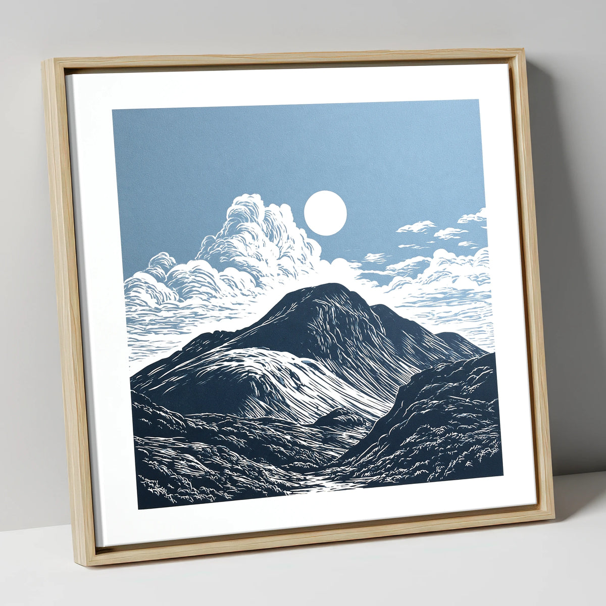 Great Gable Beneath Towering Clouds lake district fell canvas wall art in natural frame