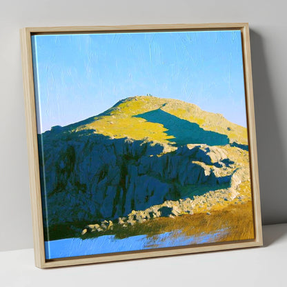 Sunlit Crags on Sergeant Man lake district fell canvas wall art in natural frame