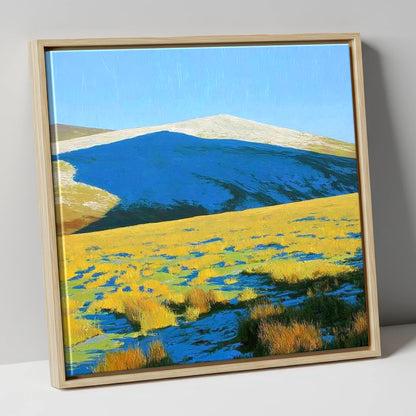 Frosted Knott Above Sunlit Moorland lake district fell canvas wall art in natural frame