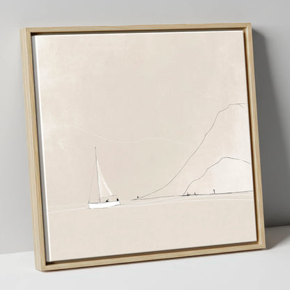 Breezy Sailing Beneath the Fells lake district walking canvas wall art in natural frame
