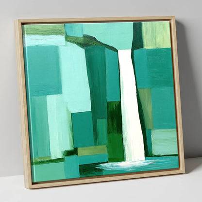 Scale Force Waterfall In Teal lake district waterfall canvas wall art in natural frame
