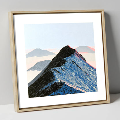 High Mountain Ridge Above Mist lake district fell canvas wall art in natural frame