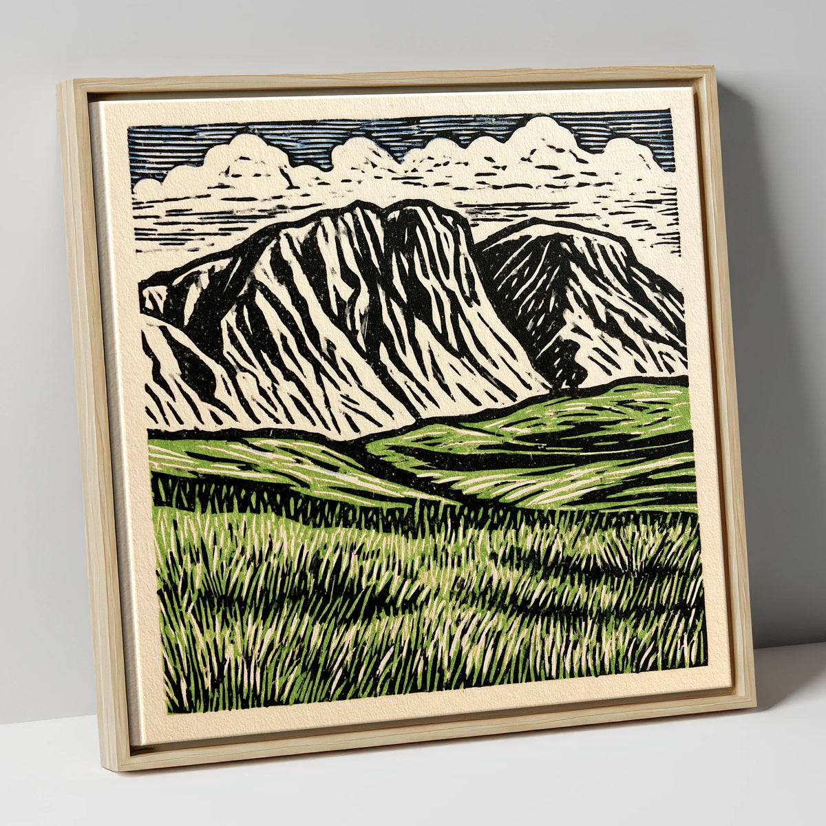 Bold Scafell Pike Landscape lake district fell canvas wall art in natural frame