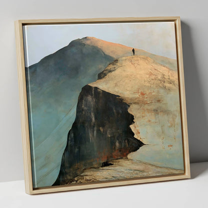 Walker on Striding Edge Helvellyn lake district walking canvas wall art in natural frame