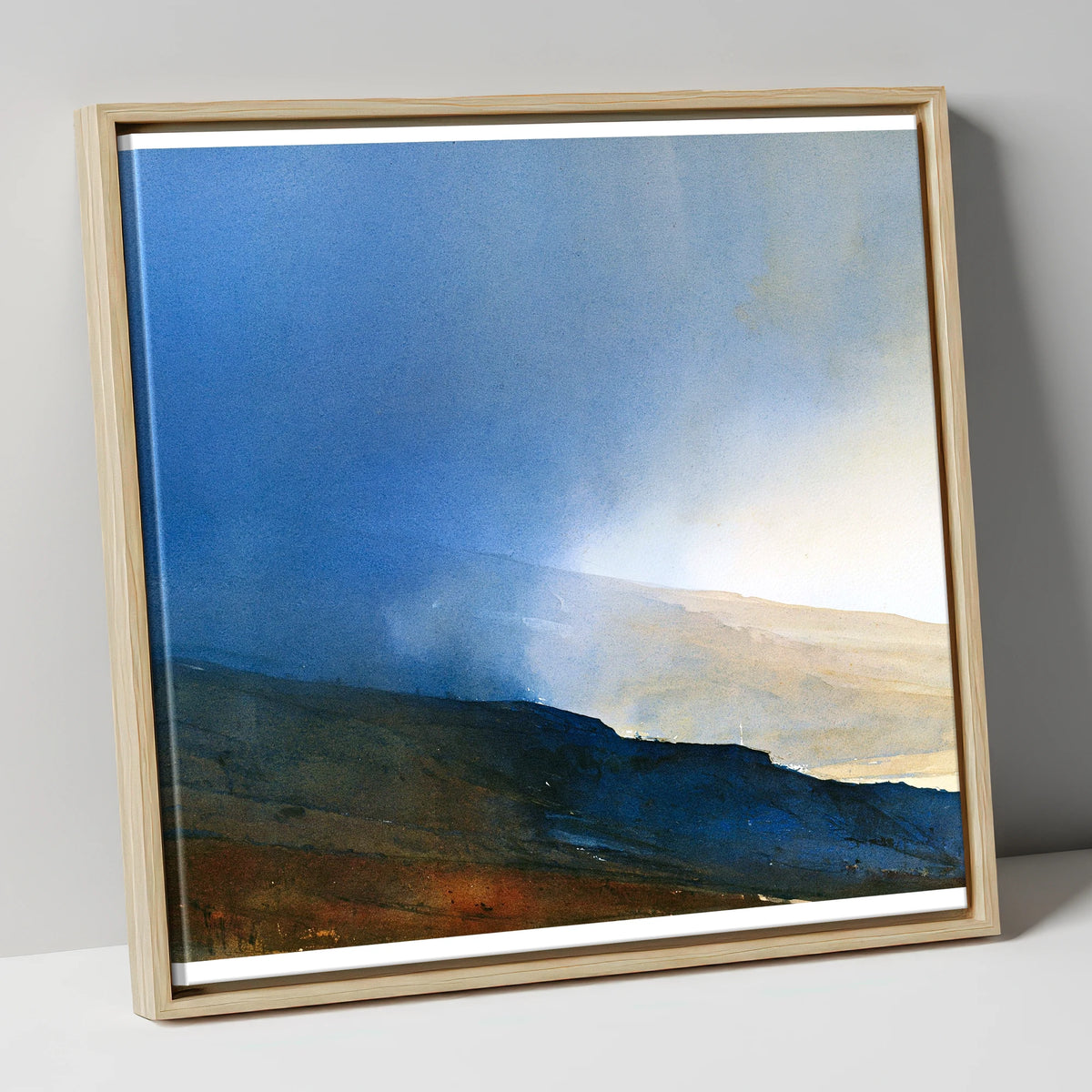 Indigo Clouds Over Rolling Fells lake district fell canvas wall art in natural frame