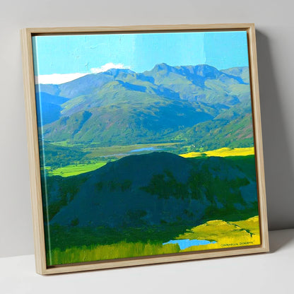 Lingmoor Fell Over Luminous Valley lake district fell canvas wall art in natural frame