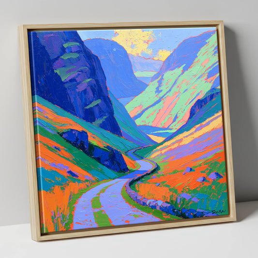 Mountain Pass With Violet Crags lake district valley canvas wall art in natural frame