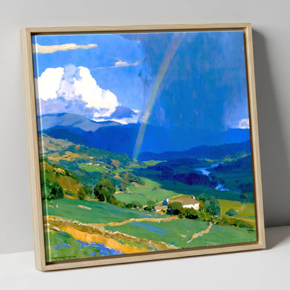 Passing Storm And Valley Rainbow lake district sky canvas wall art in natural frame