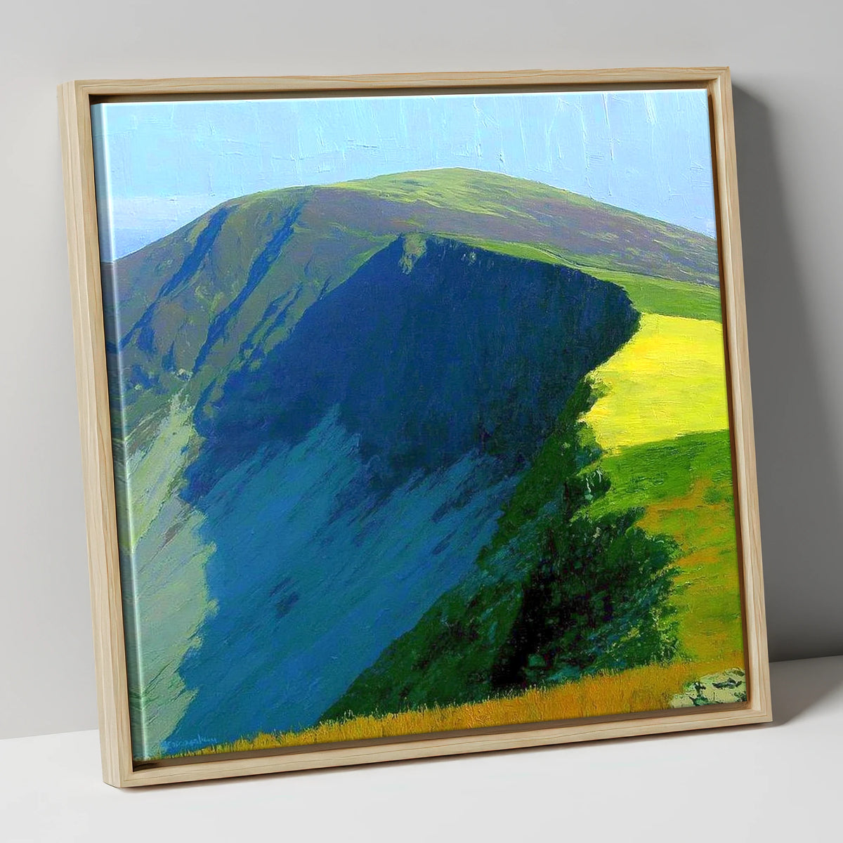 Vibrant Shadows on Bakestall Fell lake district fell canvas wall art in natural frame