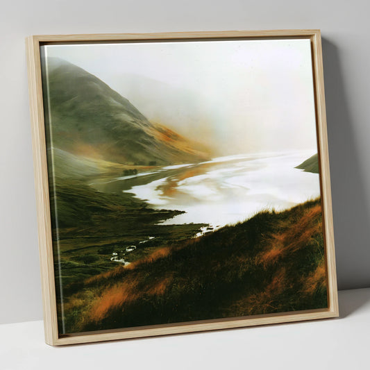 Silver Lake and Copper Fells lake district lake canvas wall art in natural frame