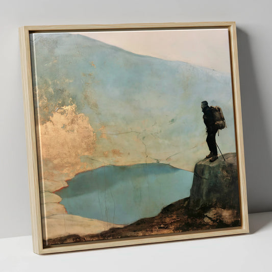 Helvellyn Walker Above Teal Tarn lake district fell canvas wall art in natural frame
