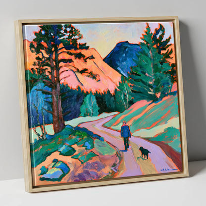 Vibrant Dog Walk at Threlkeld gifts for dog walkers canvas wall art in natural frame