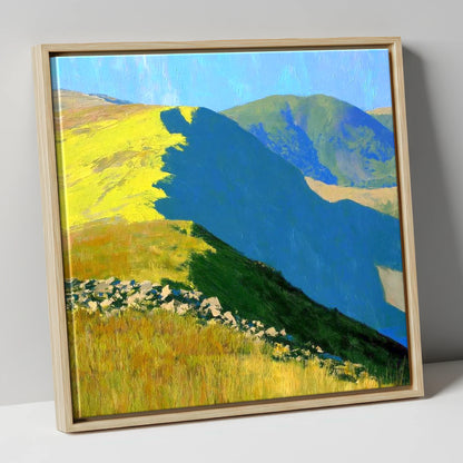 Vibrant Sunlight on Yoke Ridge lake district fell canvas wall art in natural frame