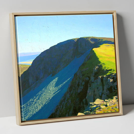 Sunlit Ridge on Swirl How lake district fell canvas wall art in natural frame