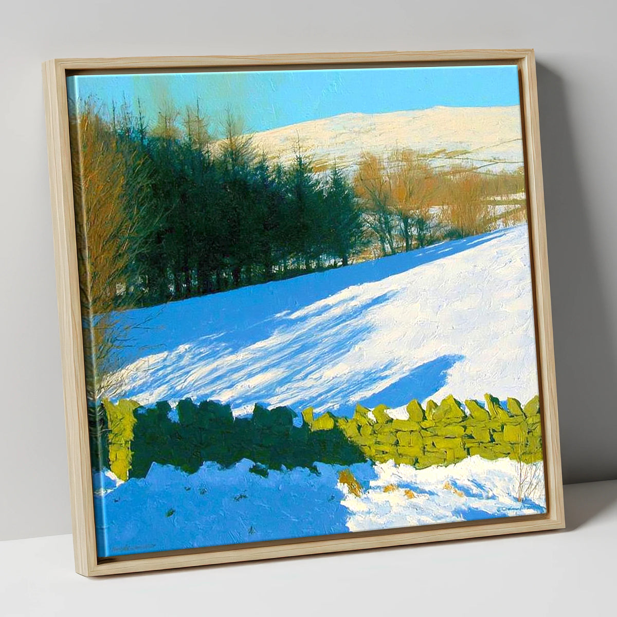 Winter Snow on Sallows Ridge lake district fell canvas wall art in natural frame