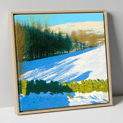 Winter Snow on Sallows Ridge lake district fell canvas wall art in natural frame