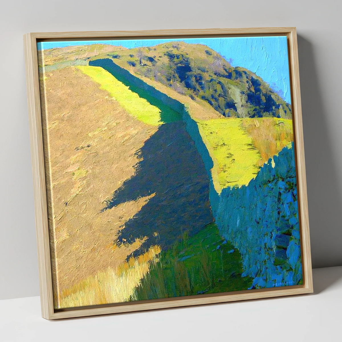 High Rigg Stone Wall Shadows lake district fell canvas wall art in natural frame