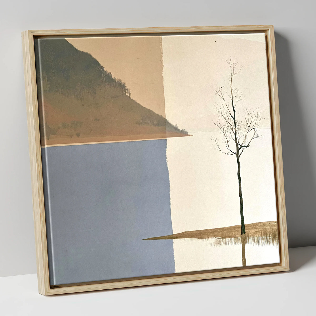 Minimalist Bassenthwaite Lake View lake district lake canvas wall art in natural frame