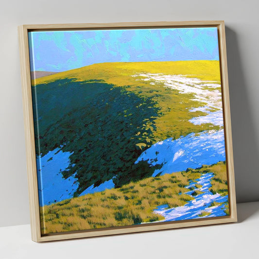 Winter Sunlight on Grey Crag lake district fell canvas wall art in natural frame