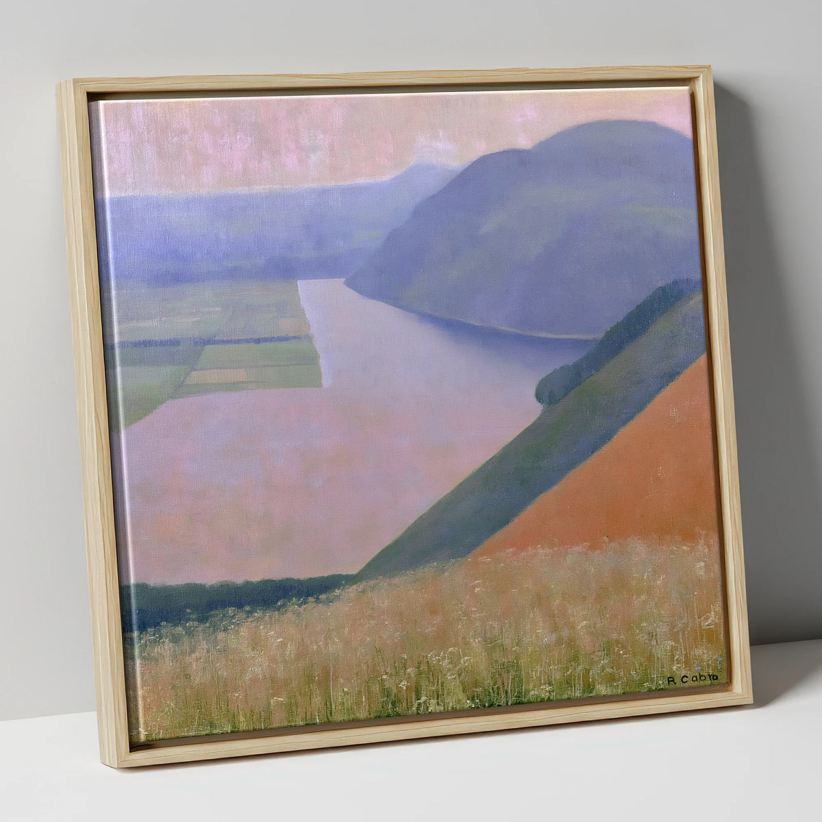 Lavender Dusk Over Bassenthwaite Lake lake district lake canvas wall art in natural frame