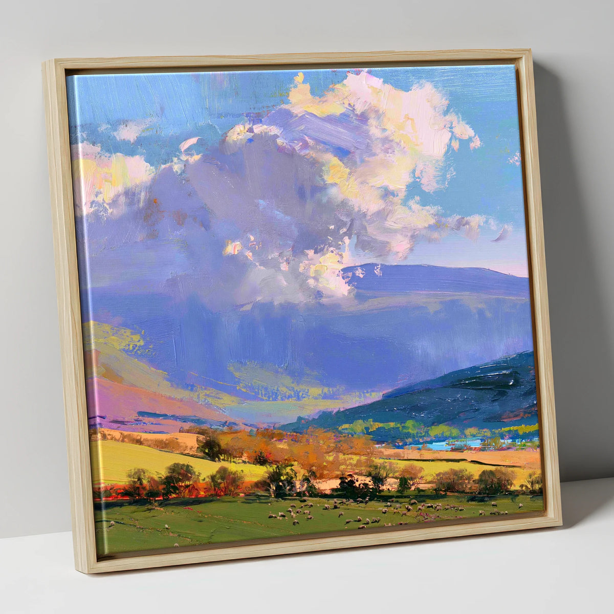 Vibrant Fells Under Dramatic Cloud lake district fell canvas wall art in natural frame