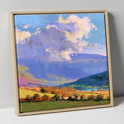 Vibrant Fells Under Dramatic Cloud lake district fell canvas wall art in natural frame