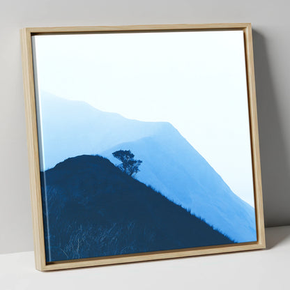 Lone Tree on Blue Ridge lake district fell canvas wall art in natural frame