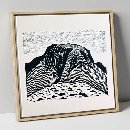 Great Gable Monochrome Graphic lake district fell canvas wall art in natural frame