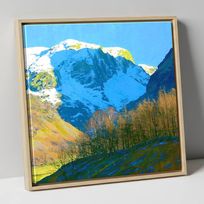 Eagle Crag in Winter Sun lake district fell canvas wall art in natural frame