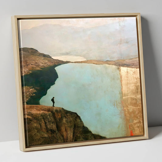 Silhouette Above Innominate Tarn lake district fell canvas wall art in natural frame