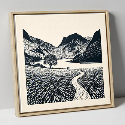 Winding Path at Buttermere lake district lake canvas wall art in natural frame