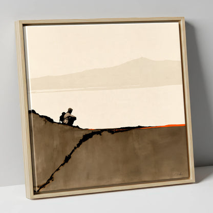 Walker on Blencathra Edge lake district fell canvas wall art in natural frame