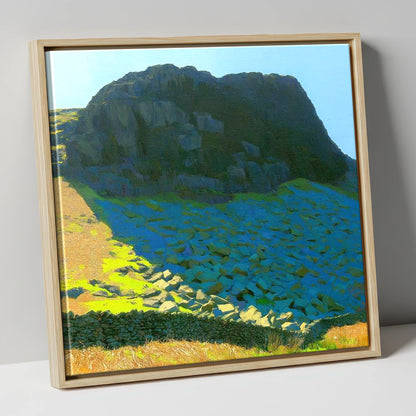 Buckbarrow Crags and Vivid Scree lake district fell canvas wall art in natural frame