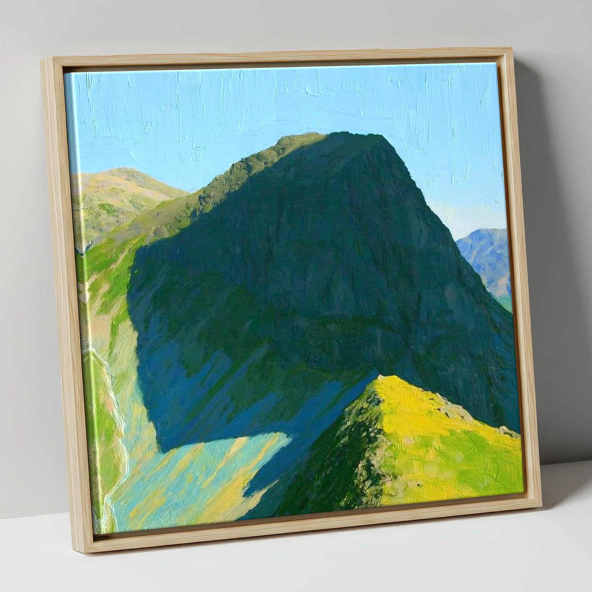 Sunlit Ridge on High Raise lake district fell canvas wall art in natural frame