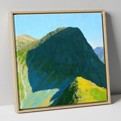 Sunlit Ridge on High Raise lake district fell canvas wall art in natural frame