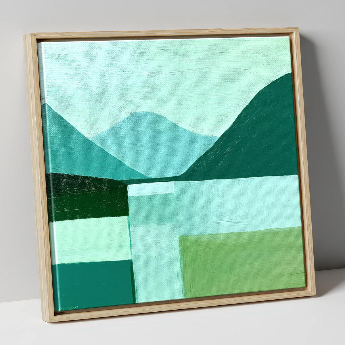 Abstract Geometric Wastwater Fells lake district lake canvas wall art in natural frame