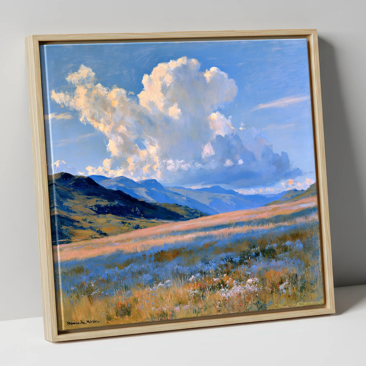 Towering Cloud Over Rolling Fells lake district fell canvas wall art in natural frame