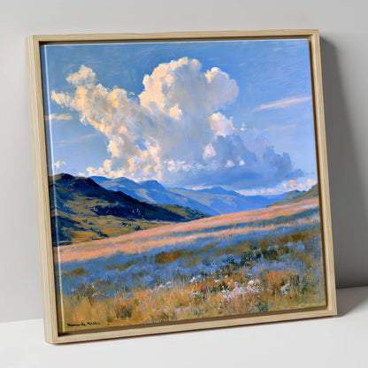 Towering Cloud Over Rolling Fells lake district fell canvas wall art in natural frame