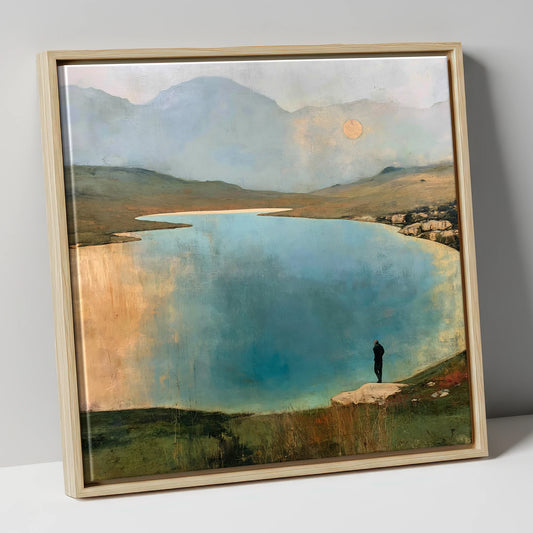 Golden Sun Over Innominate Tarn lake district fell canvas wall art in natural frame