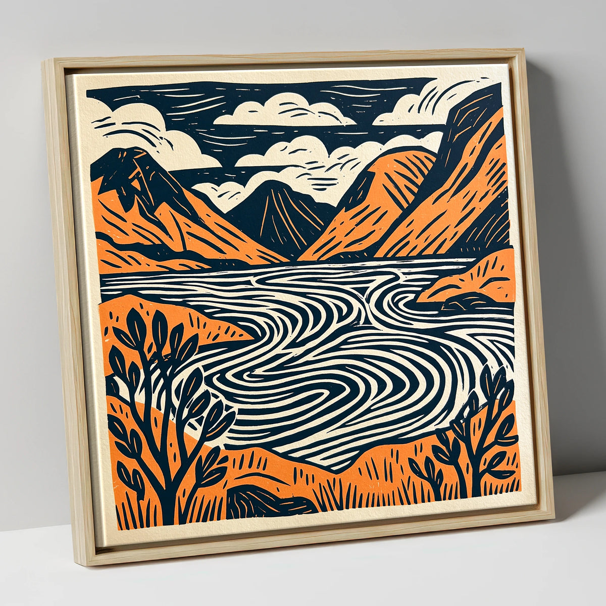Wasdale Valley in Terracotta lake district valley canvas wall art in natural frame