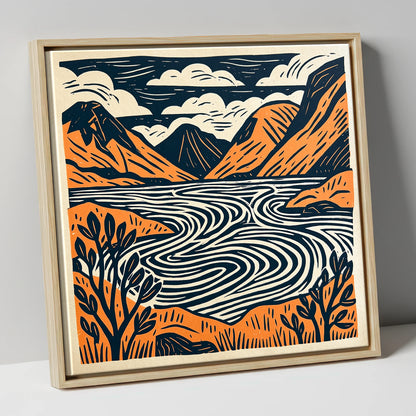 Wasdale Valley in Terracotta lake district valley canvas wall art in natural frame