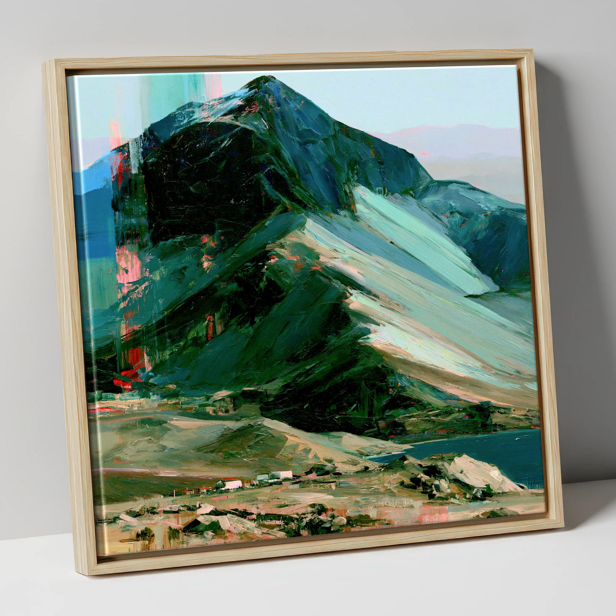 Great Gable in Vivid Teal great gable wall art canvas wall art in natural frame