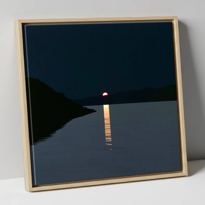 Crimson Sun Over The Lake lake district lake canvas wall art in natural frame