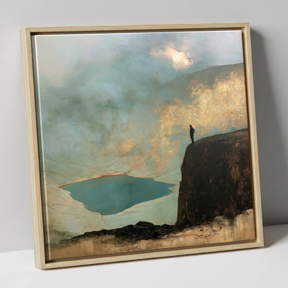 Helvellyn Walker in Golden Light lake district fell canvas wall art in natural frame