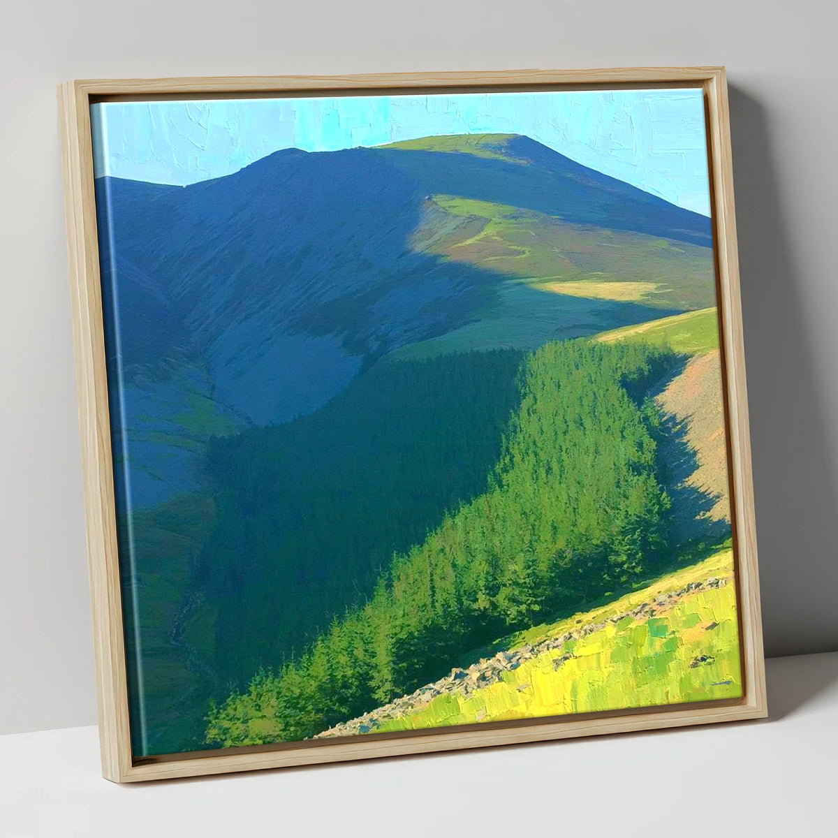 Vibrant Shadows Over Lord's Seat lake district fell canvas wall art in natural frame