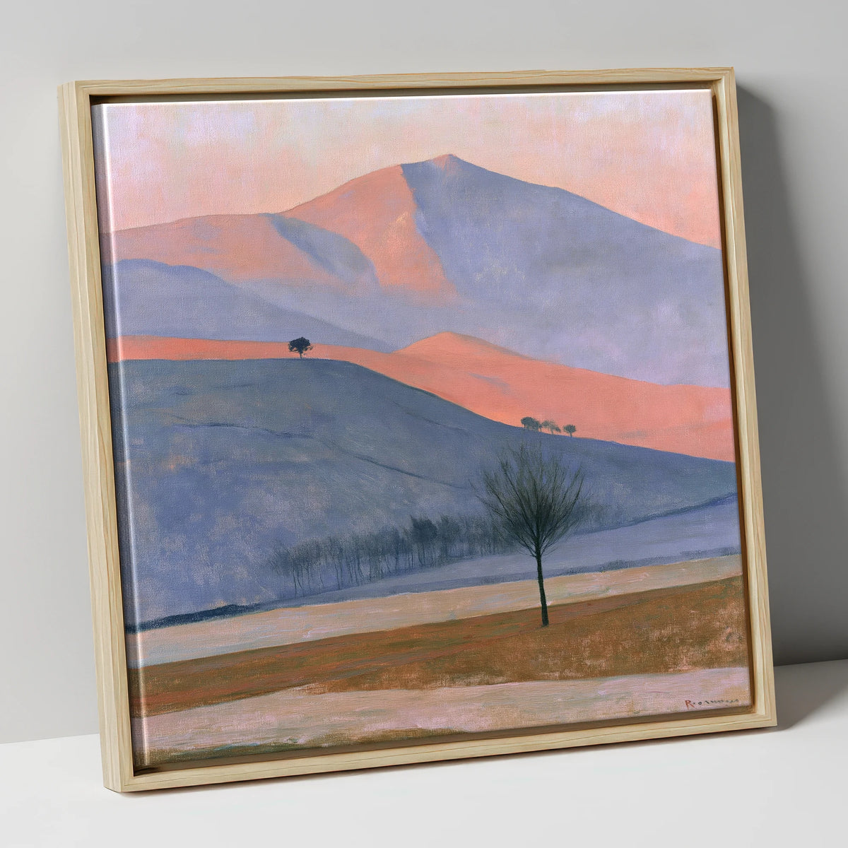 Golden Evening Light on Fells lake district sky canvas wall art in natural frame