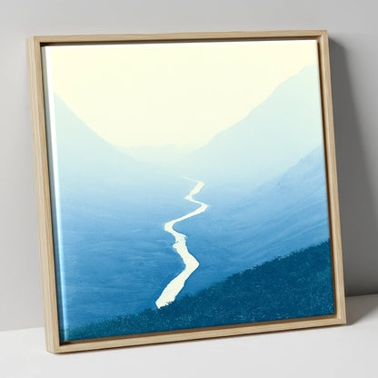 Blue Valley Winding River lake district waterfall canvas wall art in natural frame