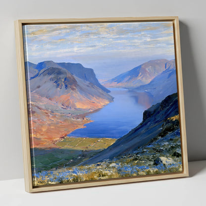 Scafell Pike Above Luminous Wastwater lake district fell canvas wall art in natural frame